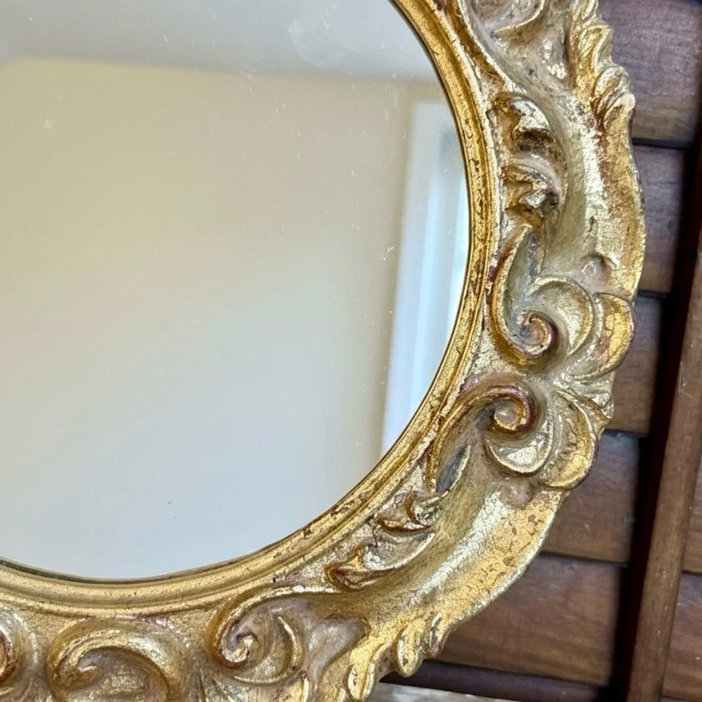 Italian Florentine Hollywood Regency Gold Giltwood Baroque Wall Mirror